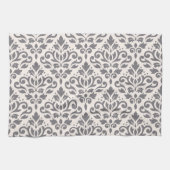 Rol Damask Patroongrijs op crème Theedoek (Horizontaal)