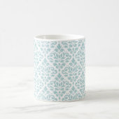 Rol Damask Pattern Duck Egg Blue (B) op White Koffiemok (Center)