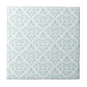 Rol Damask Pattern Lt Duck Egg Blue op White Tegeltje (Voorkant)