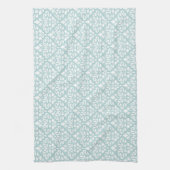 Rol Damask Rpt Ptn White op Duck Egg Blue (B) Theedoek (Verticaal)