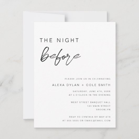 Rol de nacht vóór de repetitie van binnenuit kaart (Voorkant)