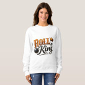 Rol een Koning Bowling Kroon & Bal Typografie Trui (Voorkant volledig)