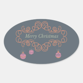 Rol en ornamens Merry-kerstklevers Ovale Sticker