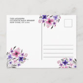 Rol ermee Roze Paarse Bloemen Verander de Datum Aankondigingskaart (Achterkant)