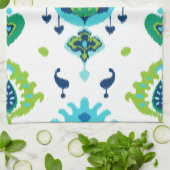 Rol felblauwe en groene stammenikafdruk theedoek (Gevouwen)