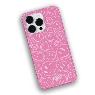 Rol glimlachend gezicht melt glimlach patroonroze Case-Mate iPhone 14 pro max hoesje