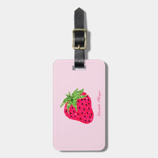 Rol Glitter Strawberry Pink Bagagelabel (Voorkant verticaal)