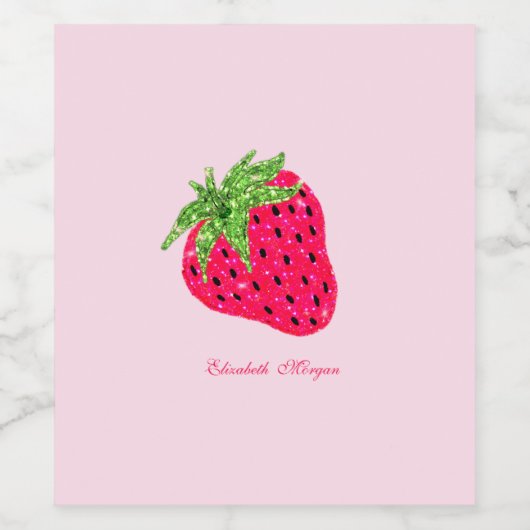 Rol Glitter Strawberry Pink Wijn Etiket (Enkel label)
