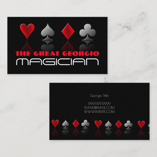 Rol, goochelaar, entertainmentkaart visitekaartje (Voorkant / Achterkant)