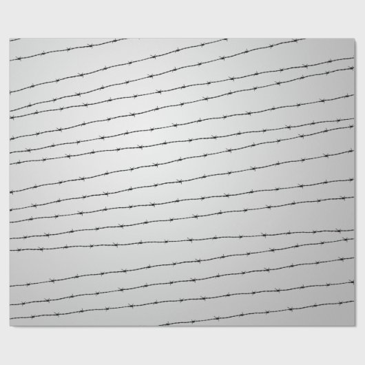 Rol grijs wit en zwart prikkeldraad cadeaupapier (Vlak)