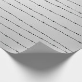Rol grijs wit en zwart prikkeldraad cadeaupapier (Hoek)