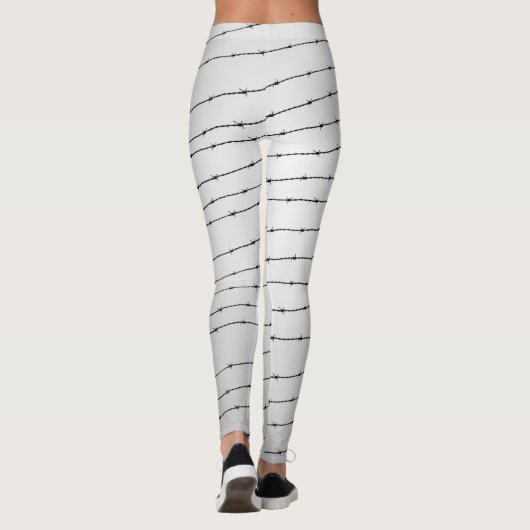 Rol grijs wit en zwart prikkeldraad leggings (Achterkant)