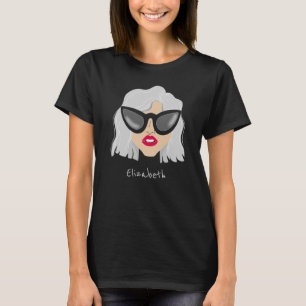 Rol grijze vrouw met bril aangepaste naam t-shirt