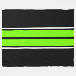 Rol heldere, groene, witte racestrepen met zwart l fleece deken