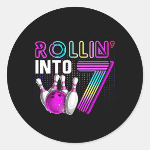 Rol in 7 Bowling Verjaardagsfeestje 7e Verjaardag  Ronde Sticker