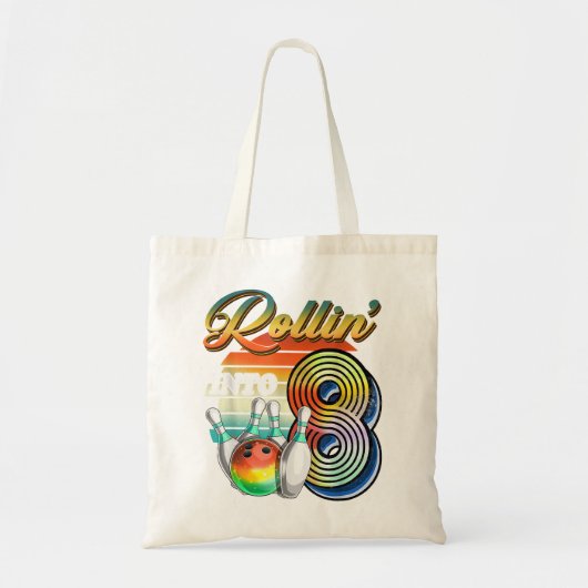 Rol in 8 Bowling Birthday Party 8th Birthday Tote Bag (Voorkant)