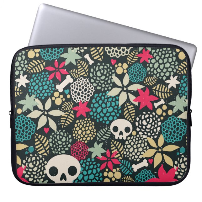 Rol in bloemen laptop sleeve (Voorkant)
