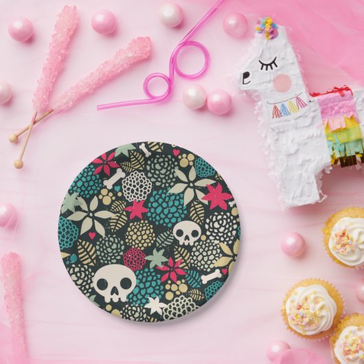 Rol in bloemen papieren bordje (Feest)