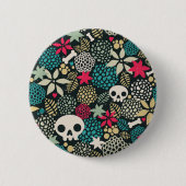 Rol in bloemen ronde button 5,7 cm (Voorkant)
