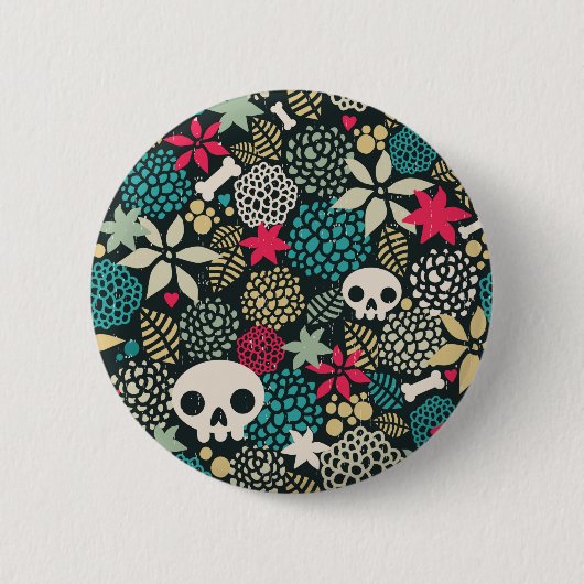 Rol in bloemen ronde button 5,7 cm (Voorkant)