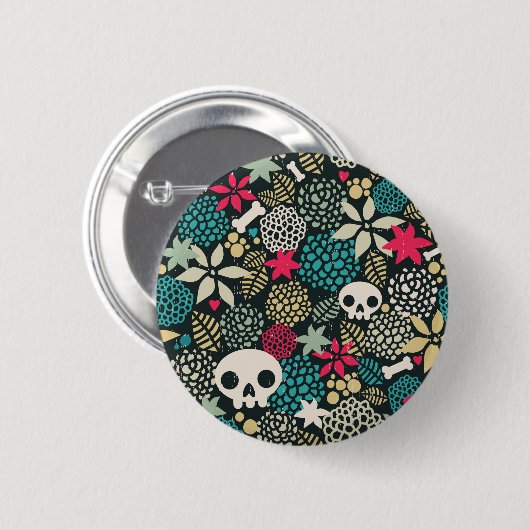 Rol in bloemen ronde button 5,7 cm (Voorkant /achterkant)