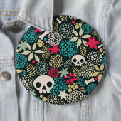 Rol in bloemen ronde button 6,0 cm (In situ)