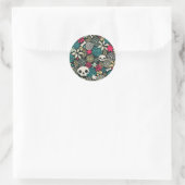 Rol in bloemen ronde sticker (Tas)