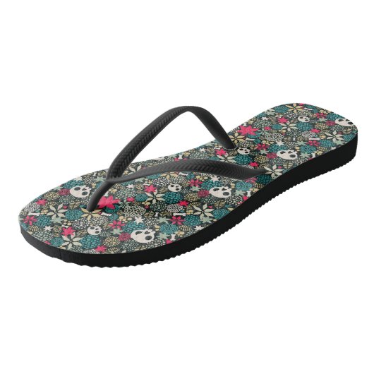 Rol in bloemen teenslippers (Schuin)