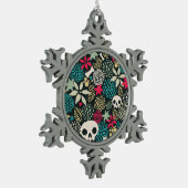 Rol in bloemen tin sneeuwvlok ornament (Links)