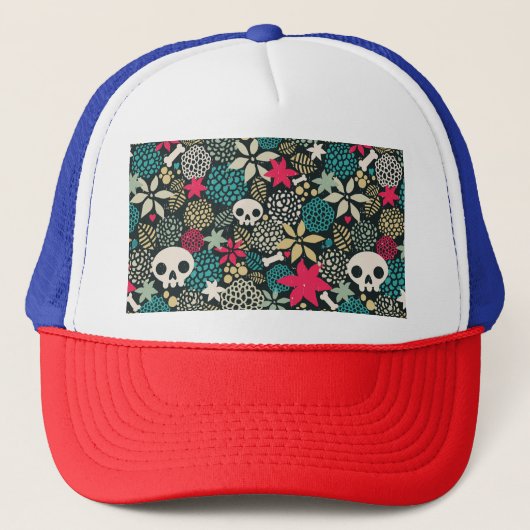 Rol in bloemen trucker pet (Voorkant)