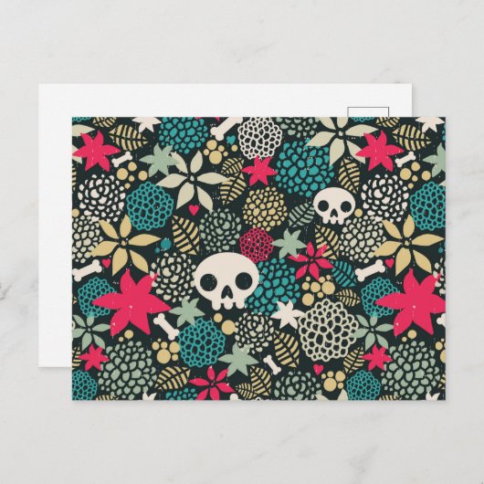 Rol in bloemen uitnodiging briefkaart (Voorkant / Achterkant)