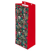 Rol in bloemen wijn cadeautas (Achterkant Gekanteld)