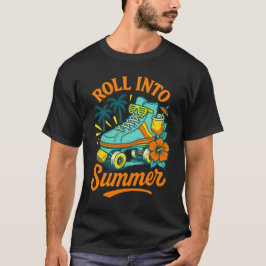 Rol in de zomer Retro Roller Schaats T-shirt