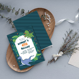 Rol in Plezier! Handgetekende Dinosaurus Verjaarda Kaart