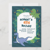 Rol in Plezier! Handgetekende Dinosaurus Verjaarda Kaart (Voorkant)