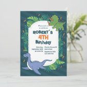 Rol in Plezier! Handgetekende Dinosaurus Verjaarda Kaart (Staand voorkant)