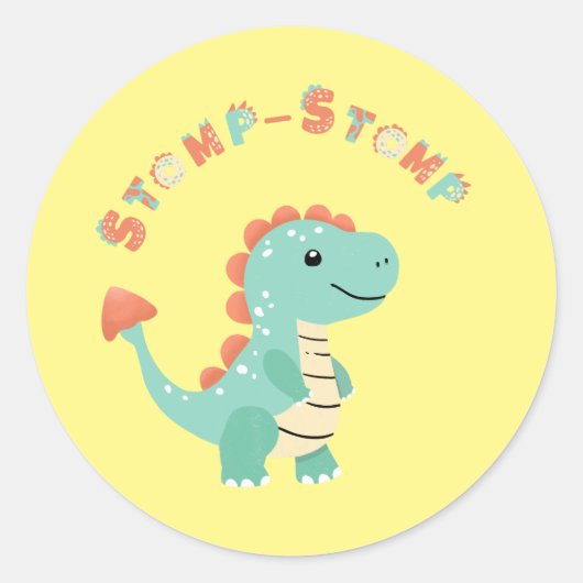 Rol in Plezier met een Dino-Mite Party! Ronde Sticker (Voorkant)