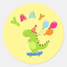 Rol in Plezier met een Dino-Mite Party! Ronde Sticker