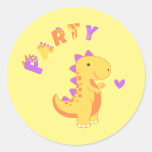 Rol in Plezier met een Dino-Mite Party! Ronde Sticker