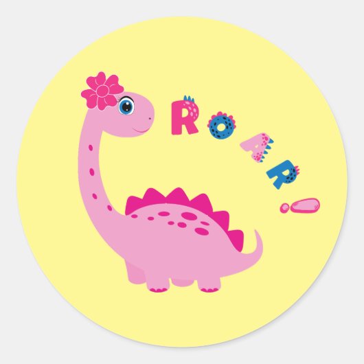 Rol in Plezier met een Dino-Mite Party! Ronde Sticker (Voorkant)