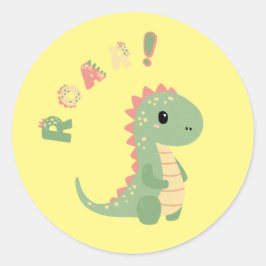 Rol in Plezier met een Dino-Mite Party! Ronde Sticker