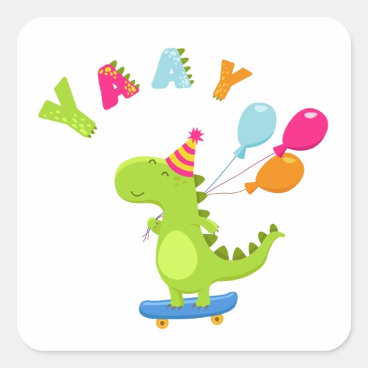Rol in Plezier met een Dino-Mite Party! Vierkante Sticker (Voorkant)