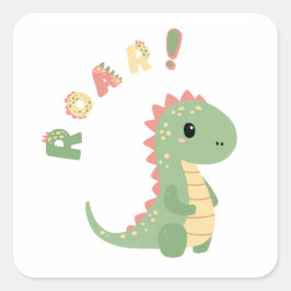 Rol in Plezier met een Dino-Mite Party! Vierkante Sticker