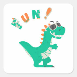 Rol in Plezier met een Dino-Mite Party! Vierkante Sticker