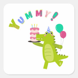 Rol in Plezier met een Dino-Mite Party! Vierkante Sticker