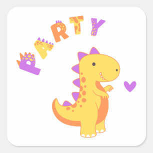 Rol in Plezier met een Dino-Mite Party! Vierkante Sticker