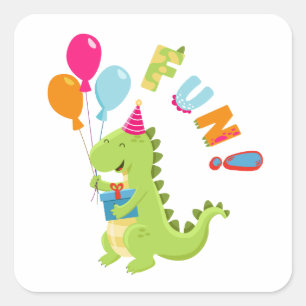 Rol in Plezier met een Dino-Mite Party! Vierkante Sticker