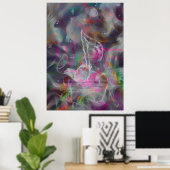 Rol kleurige gloed werkt wit muzieknot poster (Thuiskantoor)