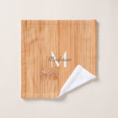 Rol lichtbruin bamboehout Monogram Bad Handdoek (Wasdoekje)