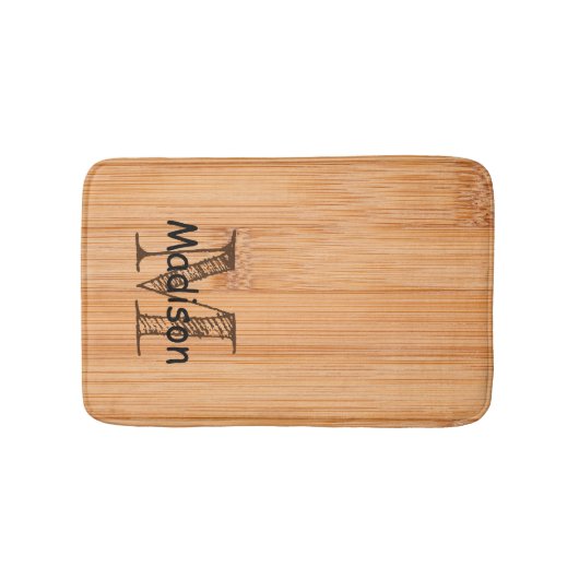 Rol lichtbruin bamboehout Monogram Badmat (Voorkant)